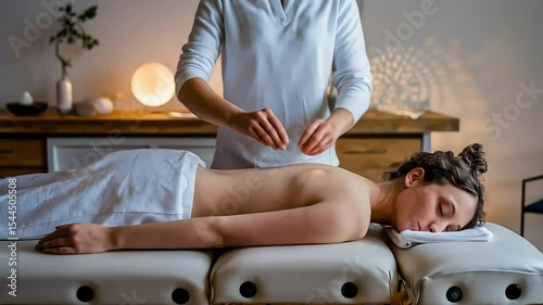 Wallpaper Mural A relaxed woman receives acupuncture treatment from a therapist in a tranquil wellness center, promoting healing and relaxation Torontodigital.ca