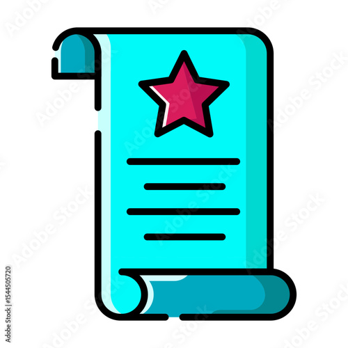 Made in uk a Teal scroll with a star signifying an award vector icon.