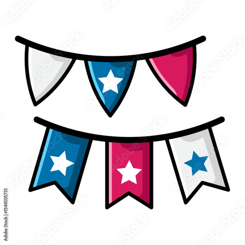 Made in uk a Two festive bunting strings with stars vector icon.