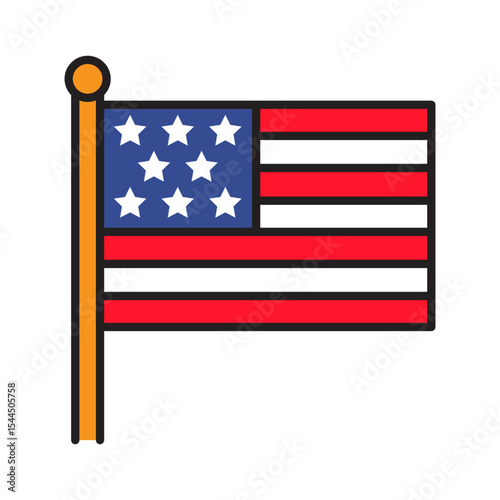 Made in uk a American flag on a pole vector icon.