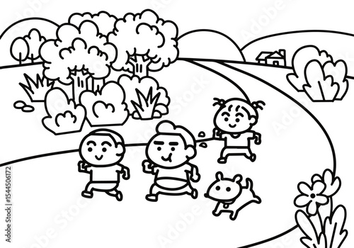  little children takes their fat friend for run to lose weight.