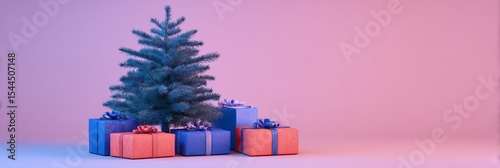 Enchanting pastel Christmas scene, vibrant gifts under evergreen tree, dreamlike yuletide wonderland, embracing Festivus quirkiness