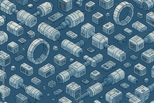 Seamless isometric pattern of modular data pods and cylindrical connectors