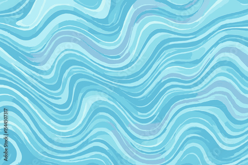 Seamless watercolor ocean waves pattern in blue gradients