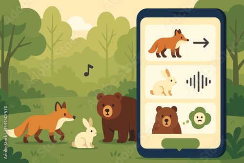 Wildlife monitoring app interface with animal detection panels