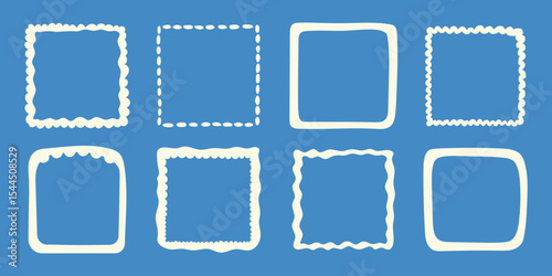 Vector set of hand drawn cut out style square frames and borders - abstract design elements for decoration or logo design templates, prints, placards 