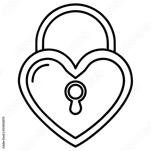 Locked Heart Line Art 