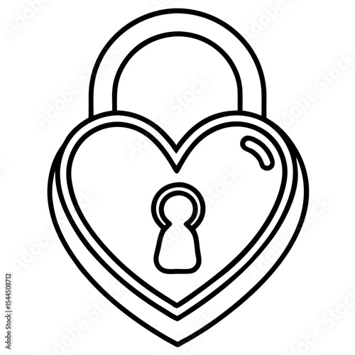 Locked Heart Line Art 