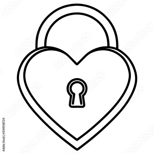 Locked Heart Line Art 
