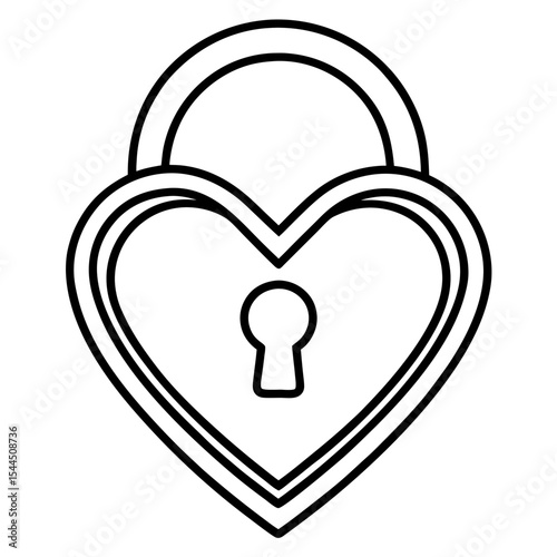 Locked Heart Line Art 