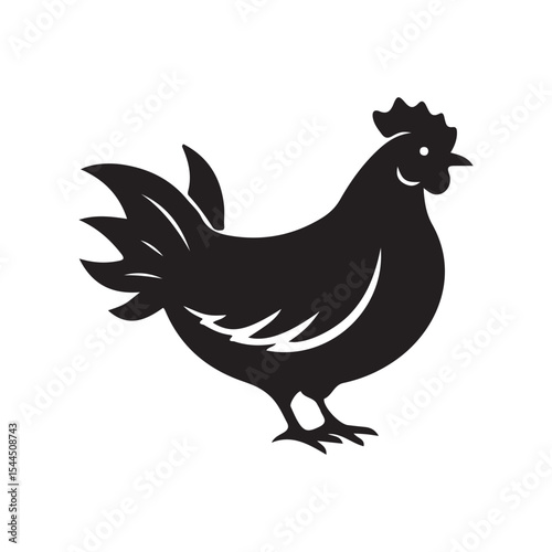 Vintage Chicken Silhouette Icon – Farm Animal Vector Illustration 