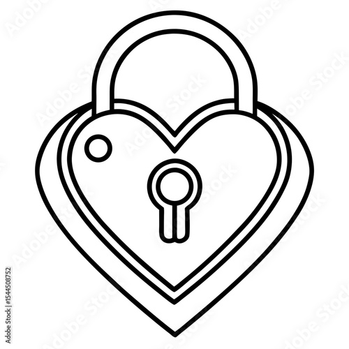 Locked Heart Line Art 