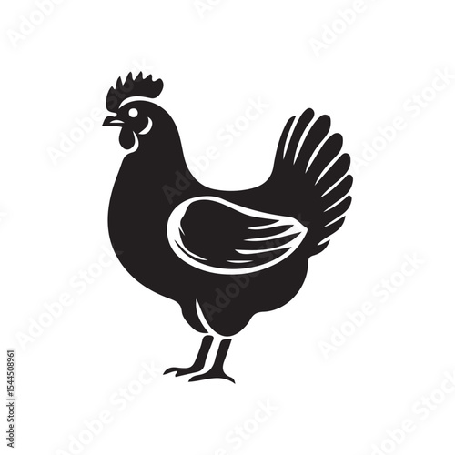 Vintage Chicken Silhouette Icon – Farm Animal Vector Illustration 
