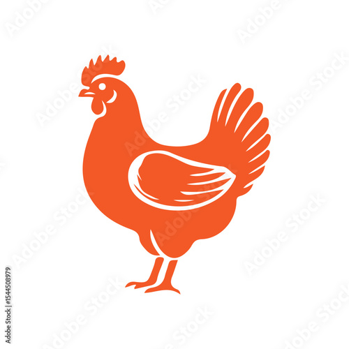 Vintage Chicken Silhouette Icon – Farm Animal Vector Illustration 