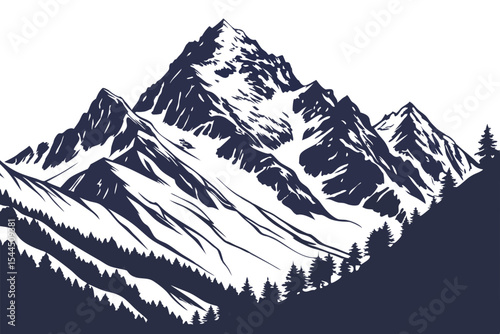 Mountain Ridge Landscape Silhouette Design