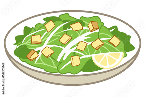 Caesar Salad Bowl Illustration Vector