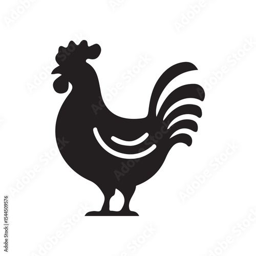 Vintage Chicken Silhouette Icon – Farm Animal Vector Illustration 