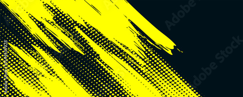 Dots halftone yellow and dark blue color pattern gradient grunge texture background.