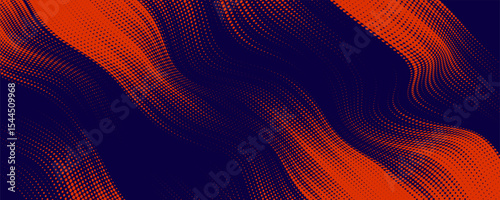 Abstract speed lines style orange color halftone banner design template.