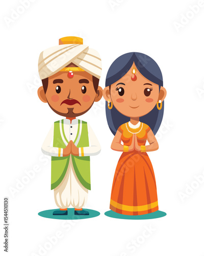  Indian Couple in Traditional Wedding Attire – Cultural Ceremony, Vibrant Celebration