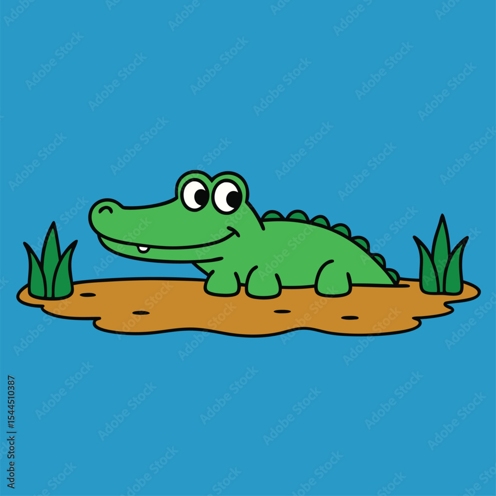 Naklejka premium cartoon alligator swamp.eps