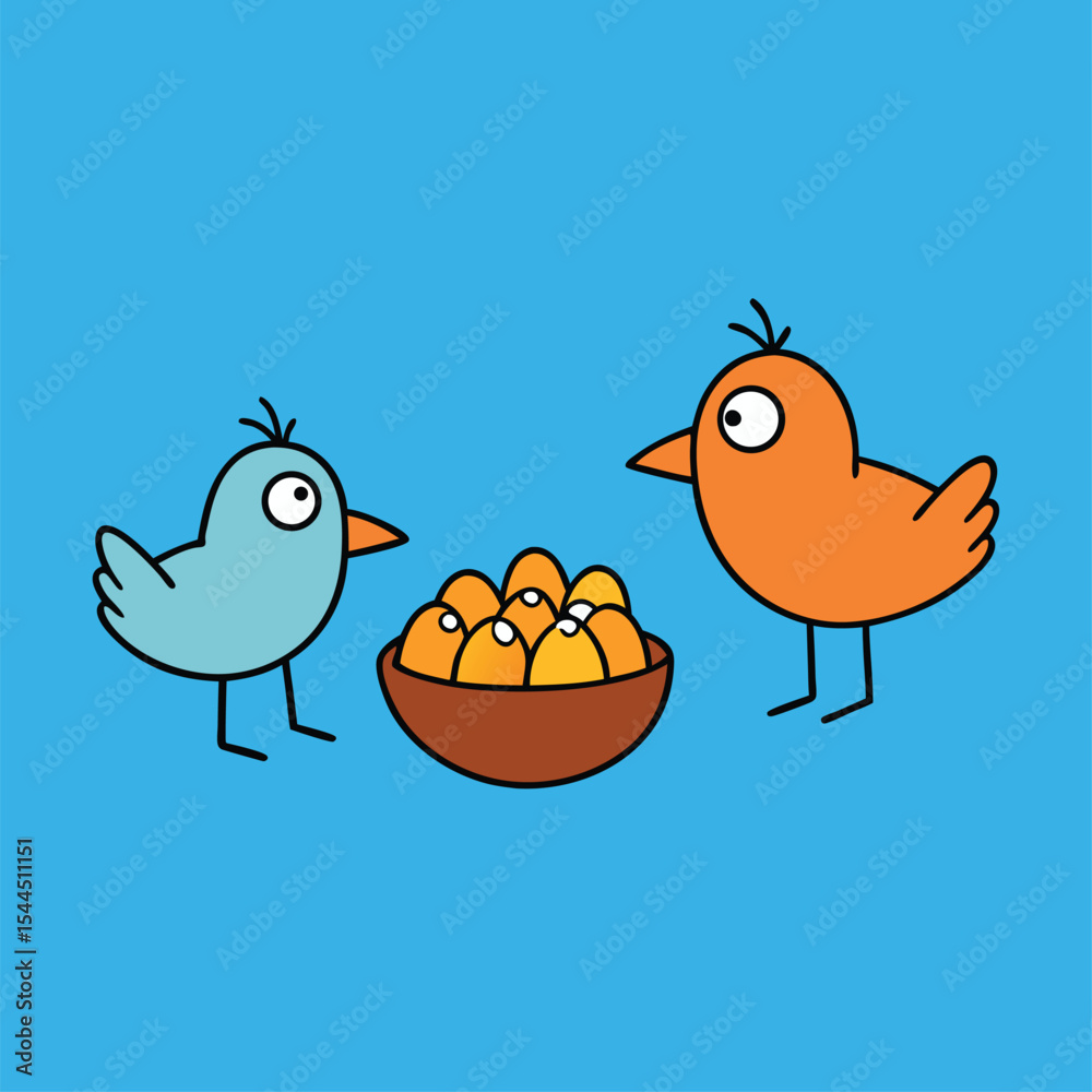 Fototapeta premium cartoon birds building nests.eps