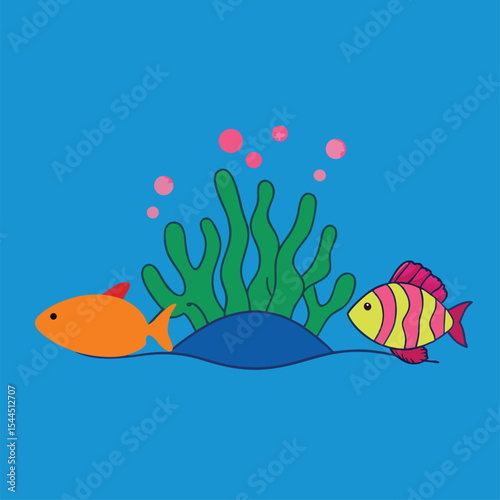 cartoon coral reef with colorful fish (10).eps