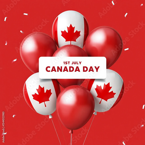 Canada day celebration balloons red and white