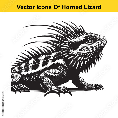 Horned Lizard Cartoon Vector – Desert Reptile Western Style