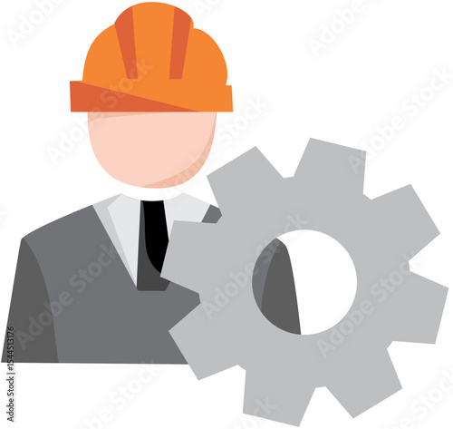 businessman with helmet and gears