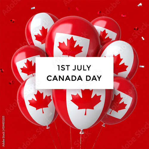 Canada day balloons red and white celebration