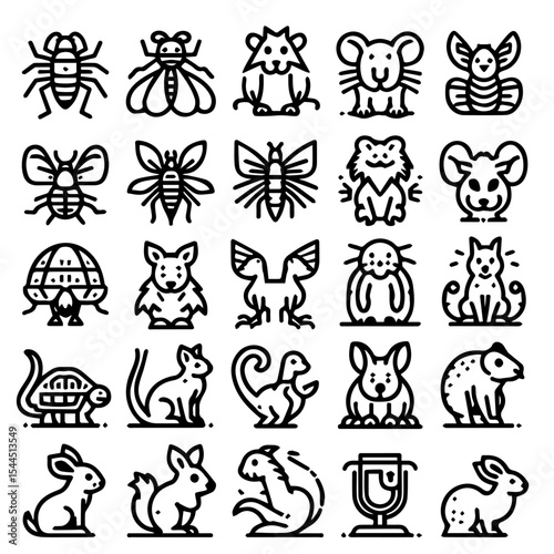 Whimsical Animal & Insect Icon Set