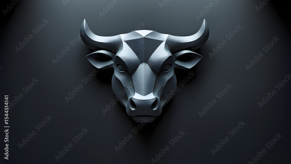 Naklejka premium Black and white mask of a wild bull skull with powerful horns, a striking symbol of strength and art