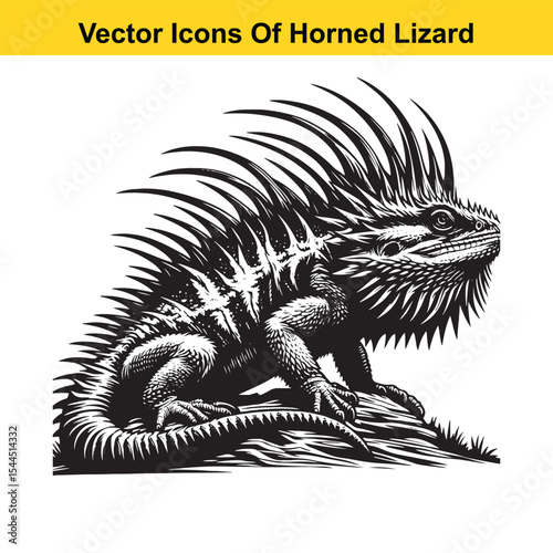 Horned Lizard Cartoon Vector – Desert Reptile Western Style