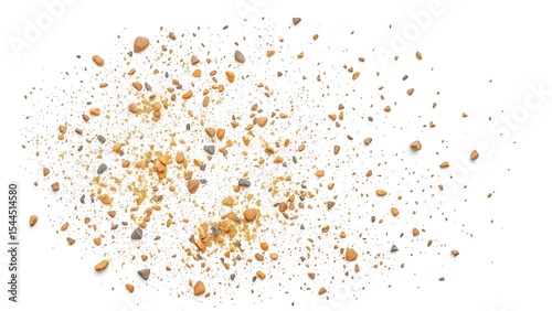 Sand Pile with Small Pebbles on White Background