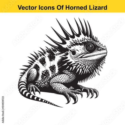 Horned Lizard Cartoon Vector – Desert Reptile Western Style