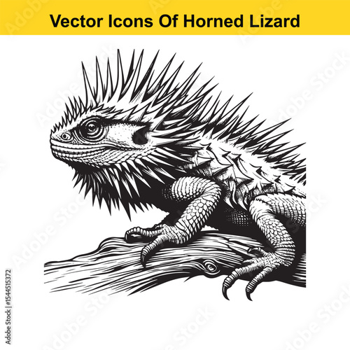 Horned Lizard Cartoon Vector – Desert Reptile Western Style