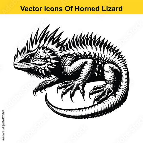 Horned Lizard Cartoon Vector – Desert Reptile Western Style