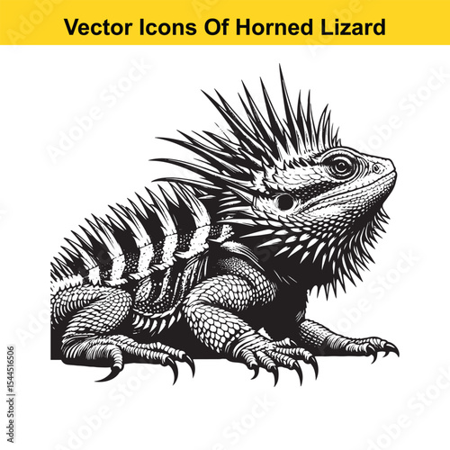 Horned Lizard Cartoon Vector – Desert Reptile Western Style