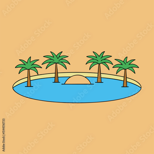cartoon oasis with palm trees.eps