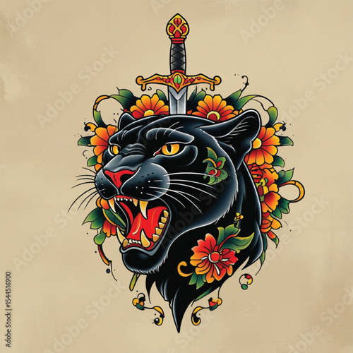 tiger black head vector illustration
