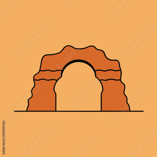 cartoon rocky archway in desert.eps