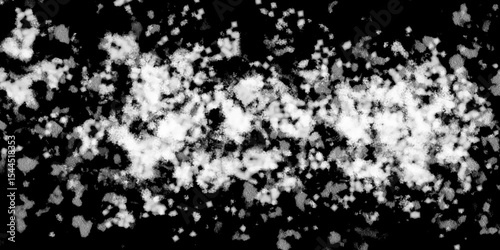 Snowflakes on dark background. white icy snowflakes isolated on black background, natural background. white crystalline powder on a black background. sugar dust. texture, pattern and clipping.