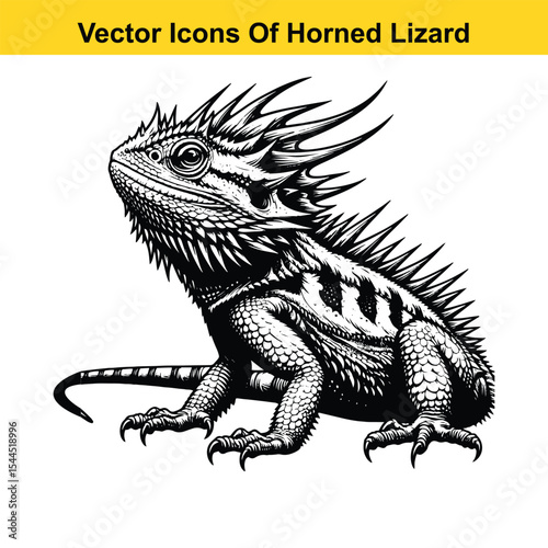 Horned Lizard Cartoon Vector – Desert Reptile Western Style