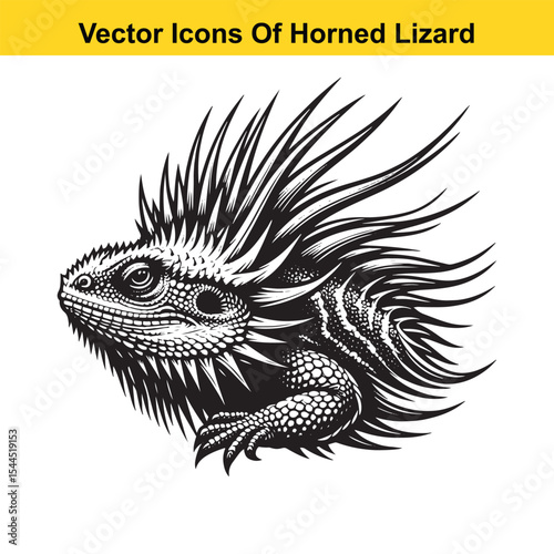 Horned Lizard Cartoon Vector – Desert Reptile Western Style