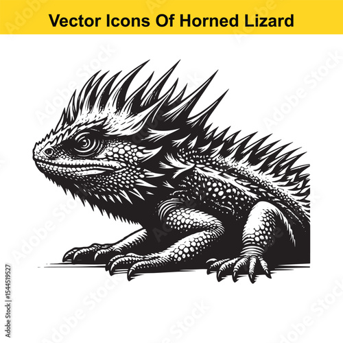 Horned Lizard Cartoon Vector – Desert Reptile Western Style