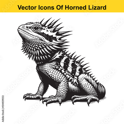 Horned Lizard Cartoon Vector – Desert Reptile Western Style