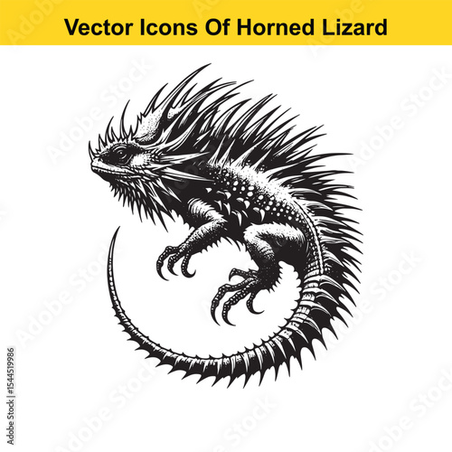 Horned Lizard Cartoon Vector – Desert Reptile Western Style