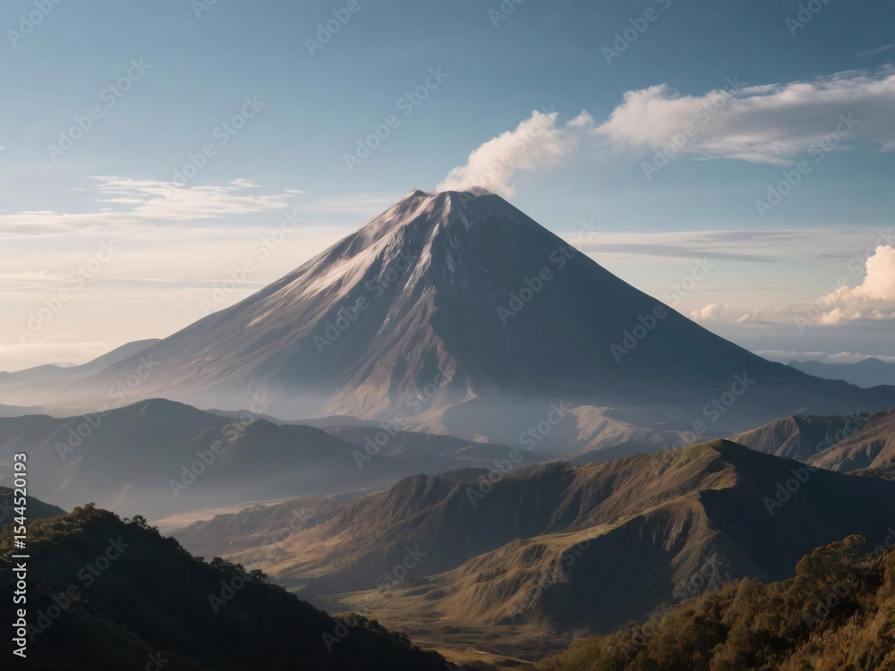 Fototapeta premium Majestic Volcano with Rising Smoke