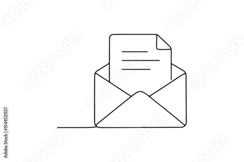 Email with document continuous one line drawing minimalism design